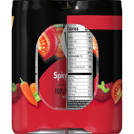 V8 Spicy Chipotle 100% Vegetable Juice, 8 fl oz Can (6 Pack)