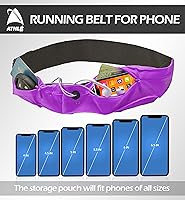 Vista 7 de Athlé - Cinturón para correr para ejercicio y viajes, dos bolsillos elásticos para la mayoría de teléfonos, billetera, tarjetas y más, clip
