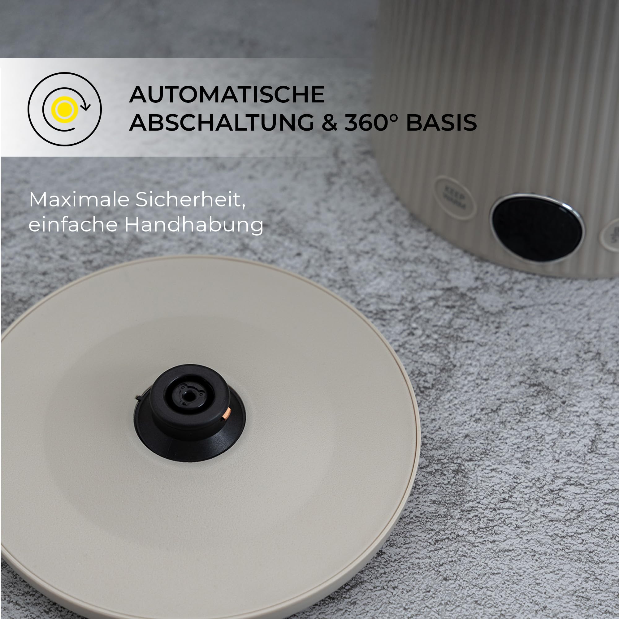 Bollitore elettrico da 1,7 l, in acciaio inox, 2200 W, 6 temperature da 45 a 100 °C, display a LED, per tè e caffè, sabbia