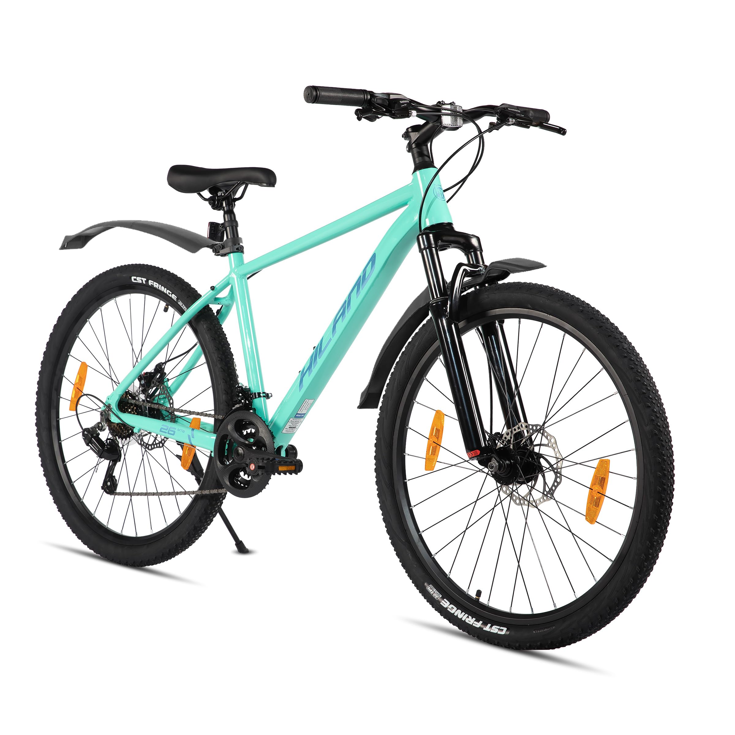 HILAND 26/27,5 Zoll Mountainbike für Frauen Männer Erwachsene, 21 Gang MTB mit Aluminiumrahmen, Doppelscheibenbremsen, Herren und Damen Mountainbike, Schwarz/Grün/Blau/Lila