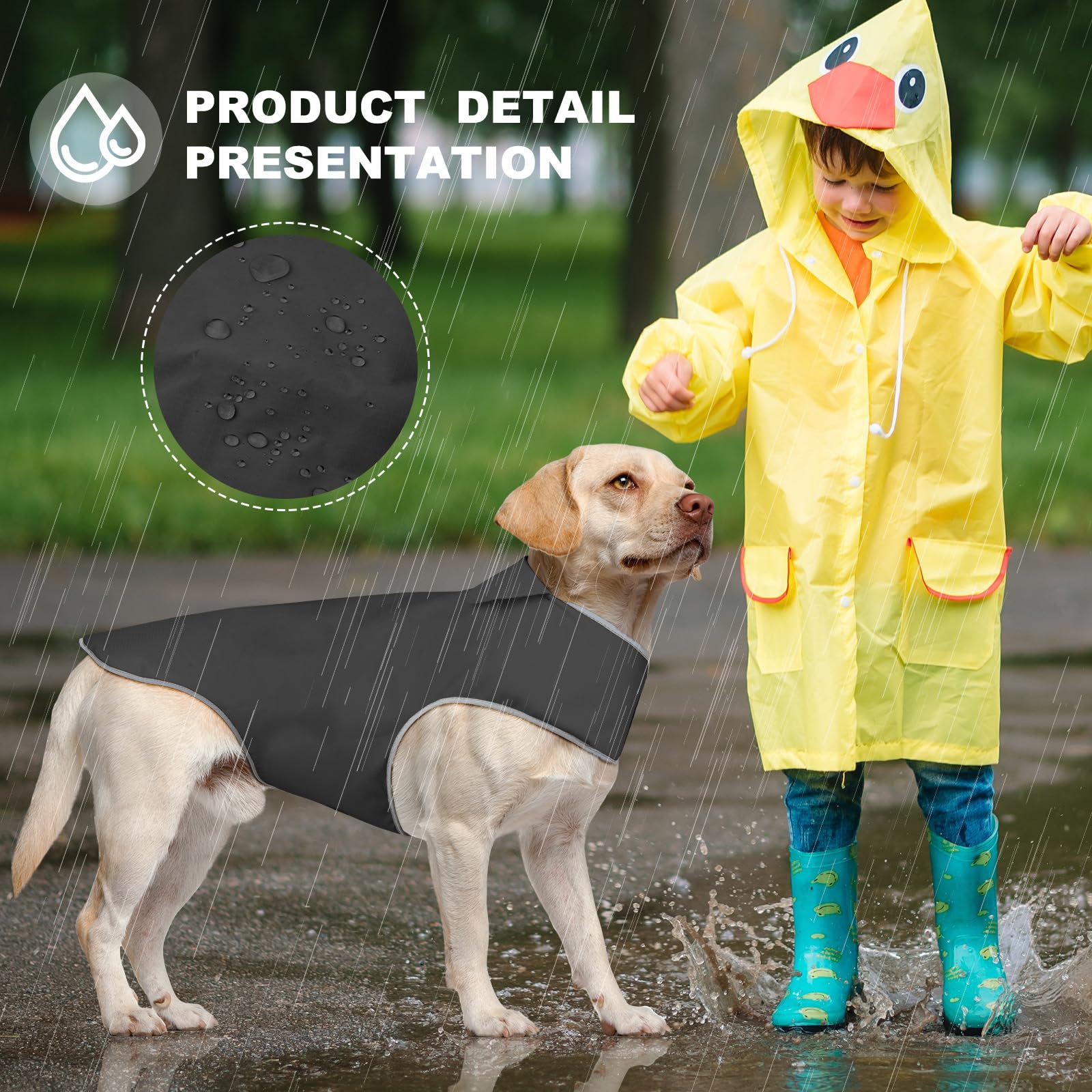 YFbrite Waterproof Dog Coat - Lightweight Pet Raincoat, Gray, XX-Large - Image 3