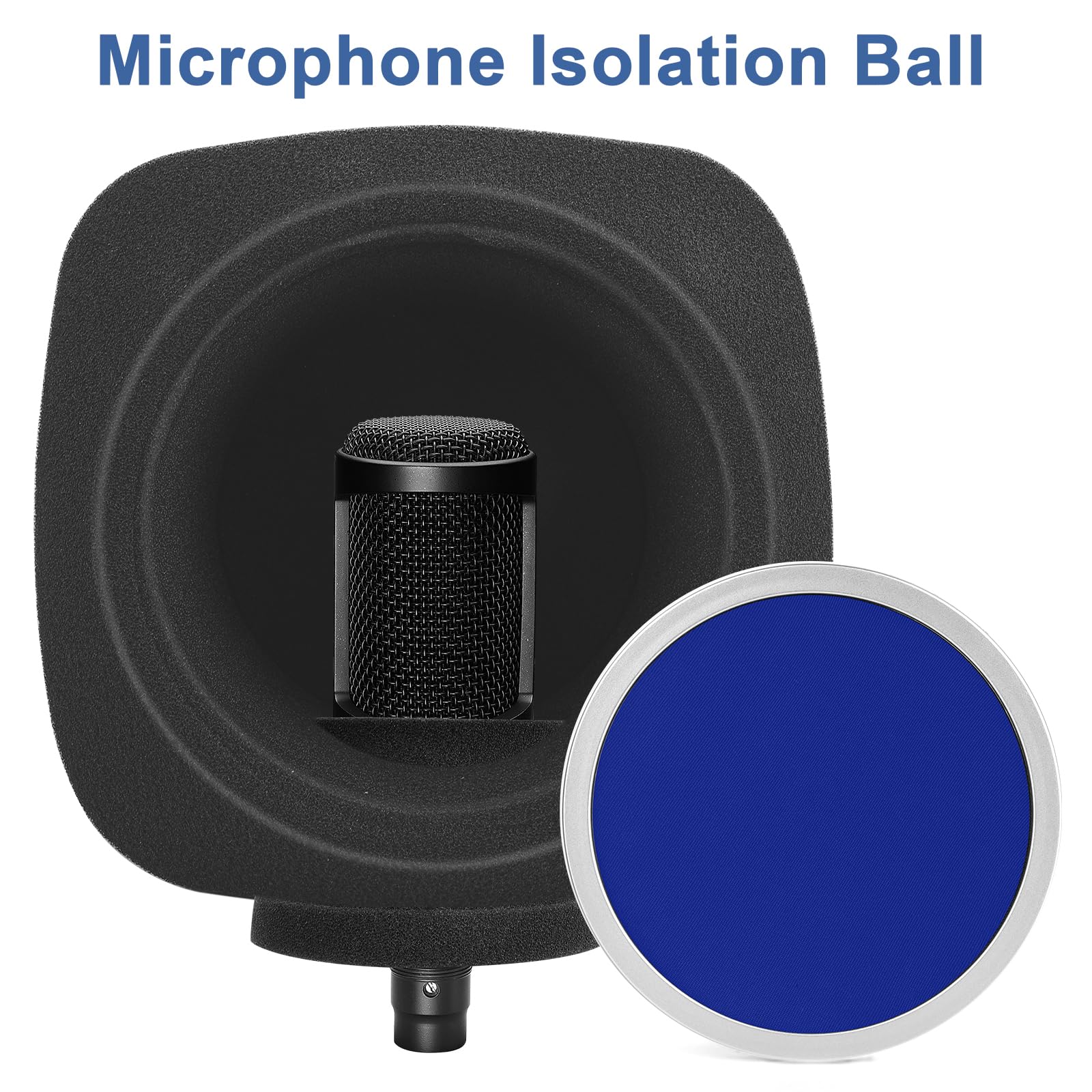 Bola de aislamiento de micrófono, filtro de aislamiento de micrófono para micrófono para reducción de ruido y reflejos, cubierta de espuma absorbente de sonido para estudios de grabación, canto,