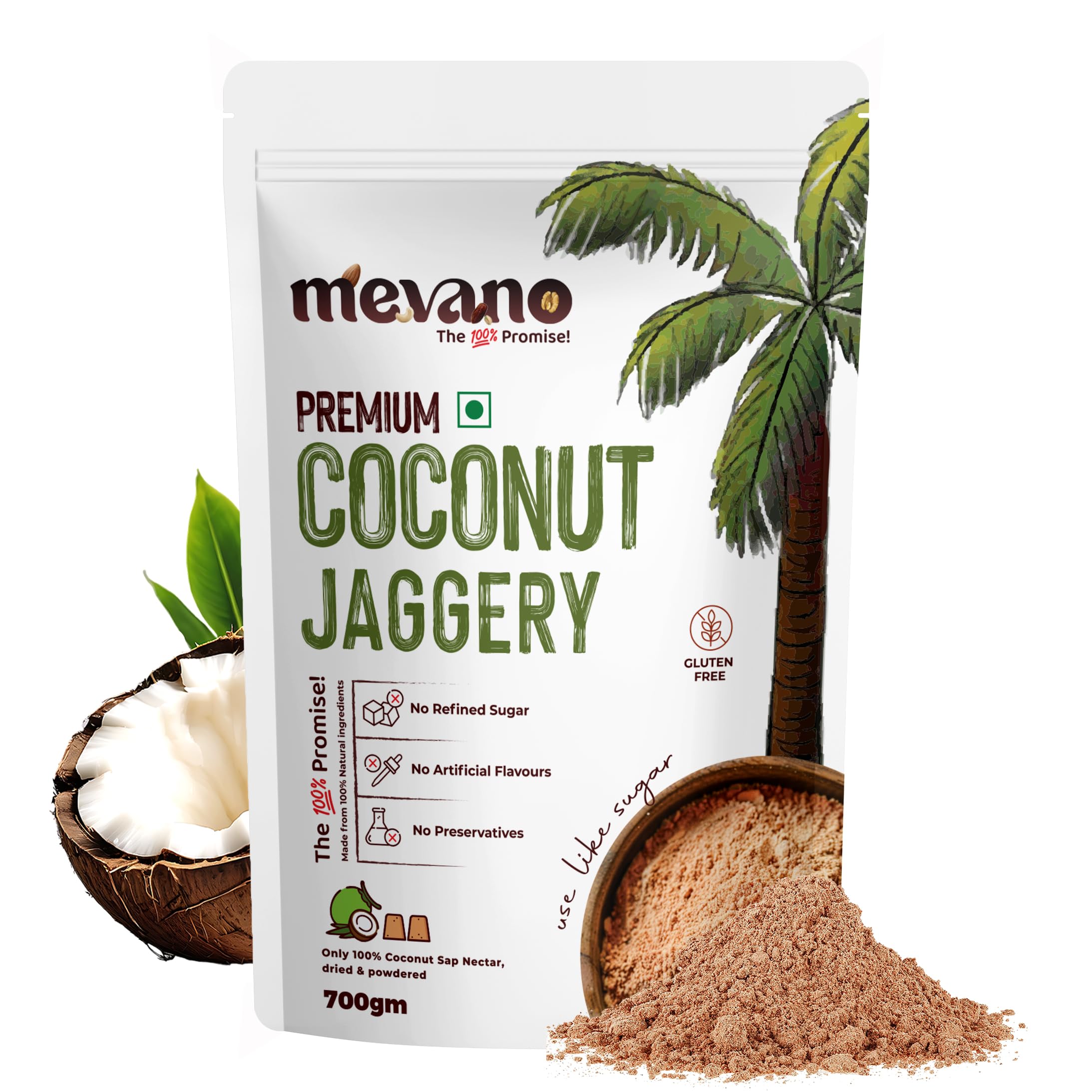 Mevano Coconut Jaggery Powder (700g) for Kids & Adults | Unprocessed Coconut Sugar Natural Sweetener Jaggery (Gur/Gud) Powder | Healthy Sugar Substitute | No Preservatives or Additives (B0DHVJ9YKG) Amazon Price History, Amazon Price Tracker
