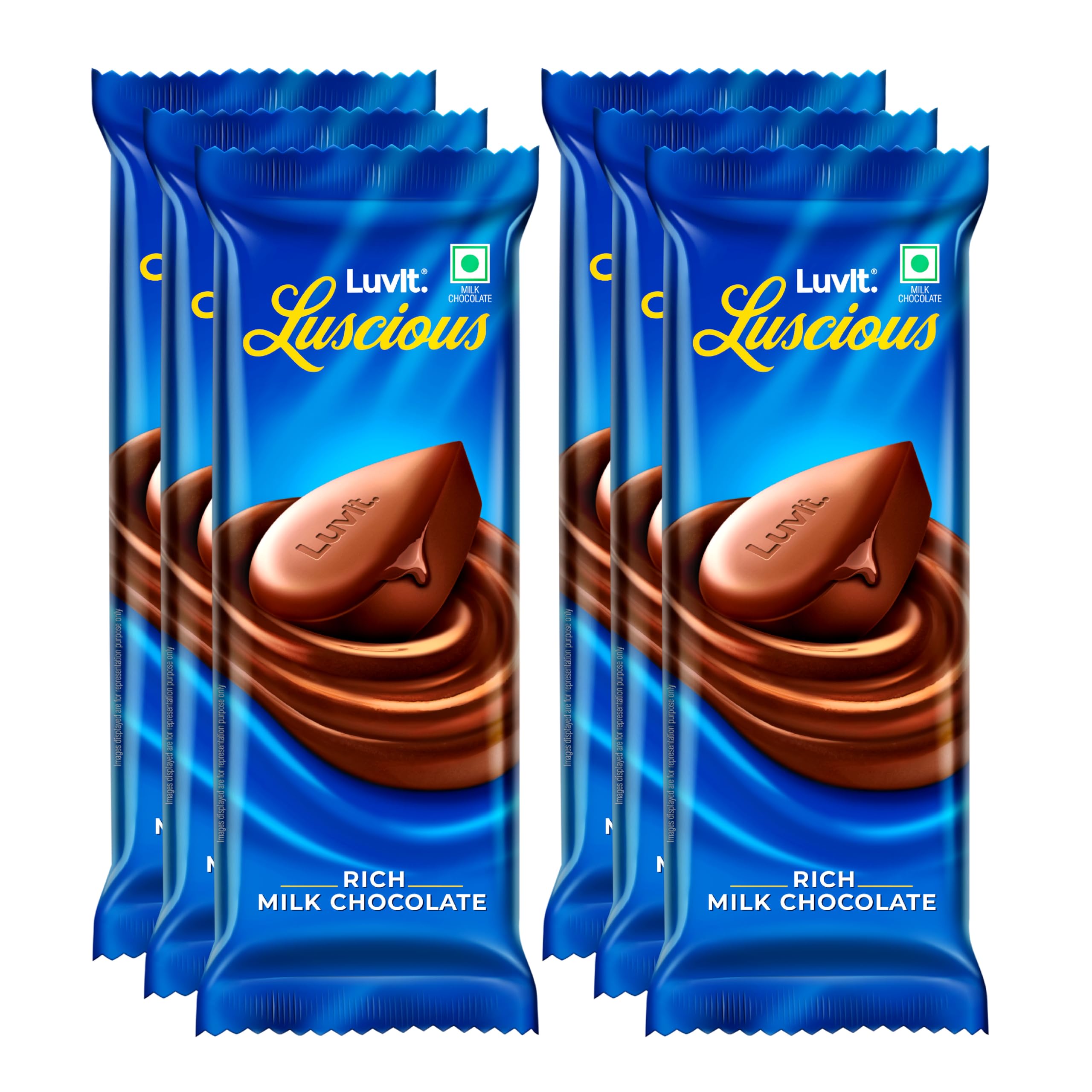 LuvIt. Luscious Milk Chocolate Bars | Multipack | Deliciously Smooth | Pack of 6-54g Each
