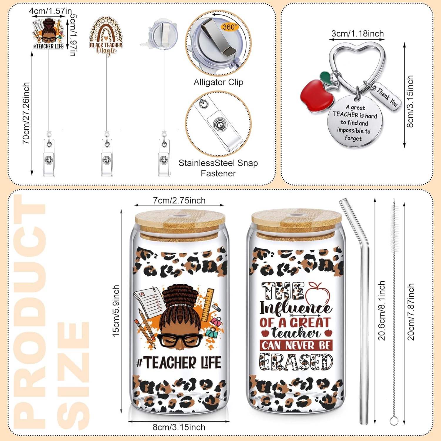 Quelay 10 Pcs Black Teacher Gifts Set for Women African Educator Appreciation Gift 16 oz Cup Blanket Cosmetic Bag Tote Bag Socks Candle Badge Reels Keychain Card for Teacher's Day Graduation American