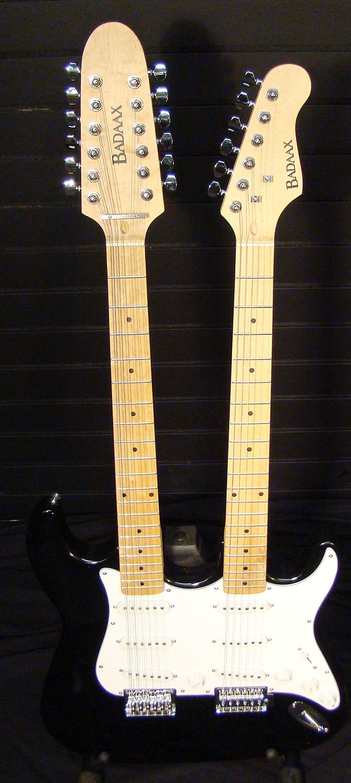 Double Neck Double Cut-Away Style Electric Guitar - Black