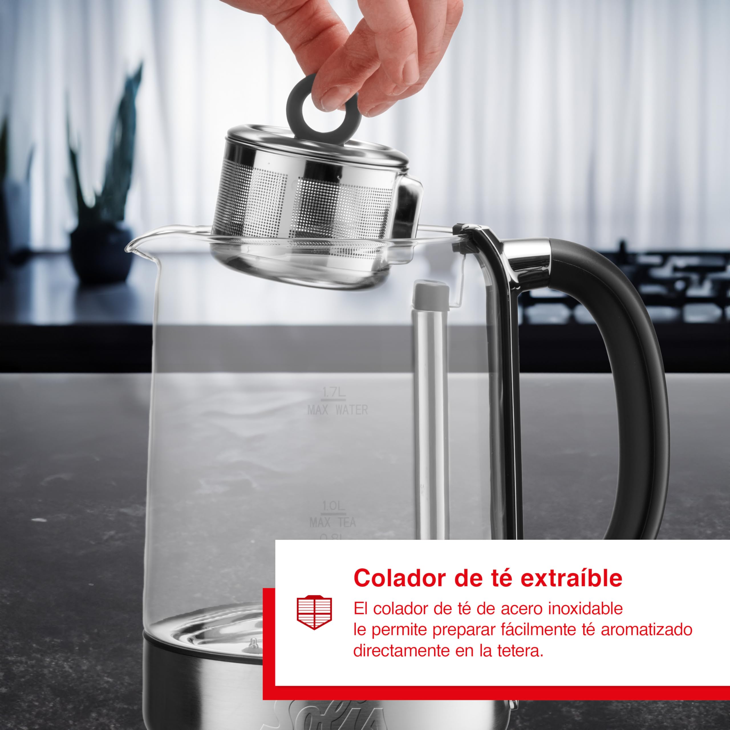 Solis Tea Kettle Automatic 5518 - Hervidor de agua con ajuste de temperatura - Tetera - Función temporizador - colador de té integrado - Jarra de 1,7 litros