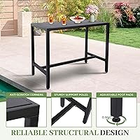 Vista 5 de Mesa de bar al aire libre, mesa de barra de altura de mostrador de patio, mesa de bar rectangular de 47 pulgadas para patio, jardín, balcón, junto a
