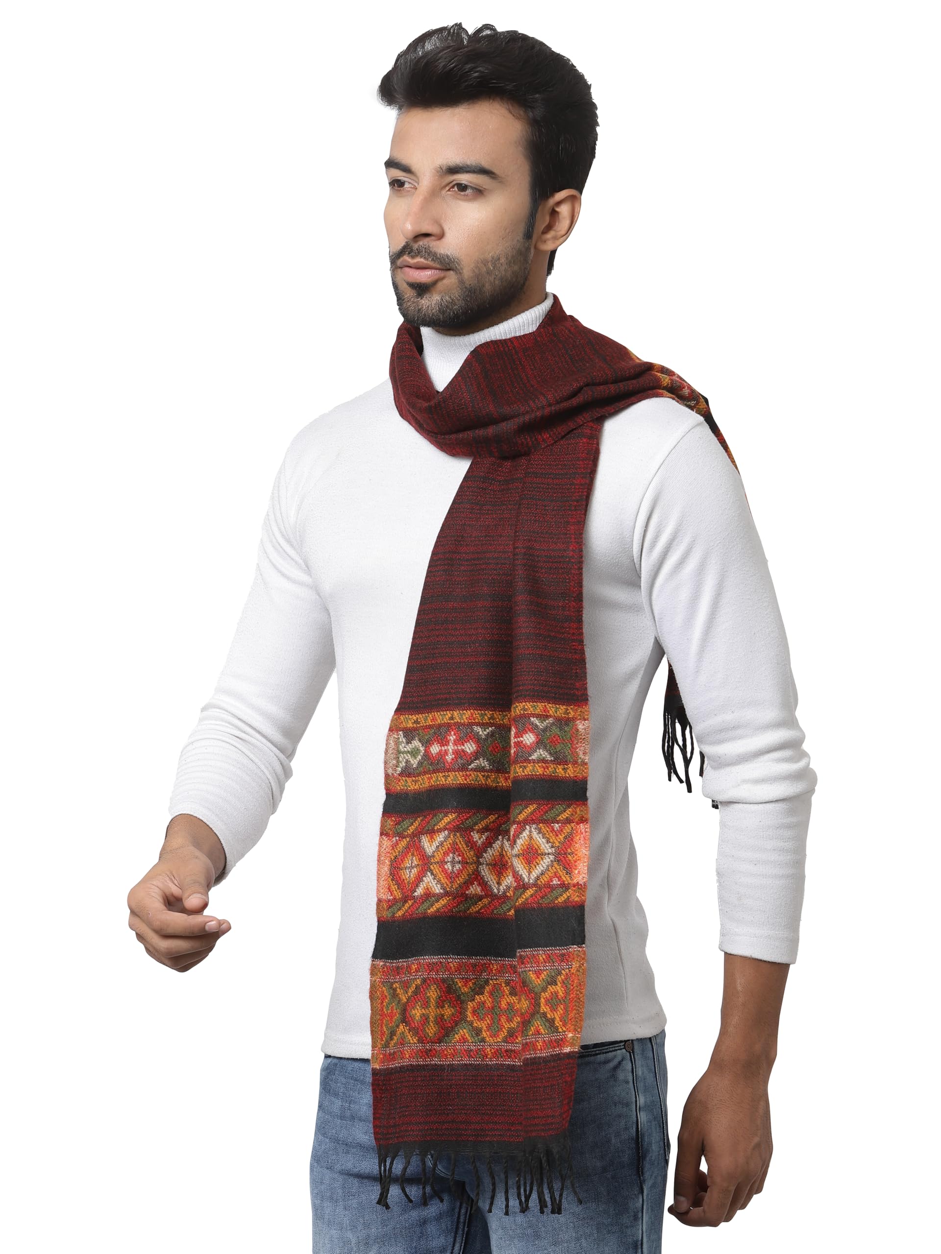 weavers villa Acro Wool Men's Muffler (MF-902,Maroon Size: 34CM X 200CM)-picture-30