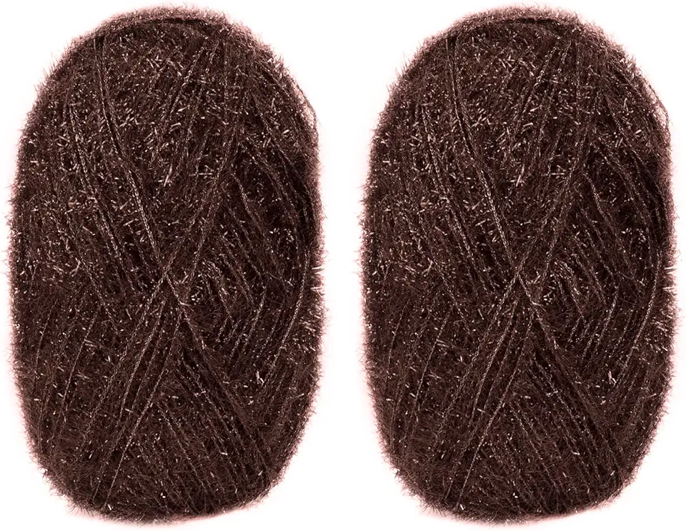 CAMAL Fio de poliéster para panos de prato para suprimentos de crochê, fio de tricô colorido brilhante para panos de prato, artesanato DIY, 2 pacotes 109 jardas por novelo (café)