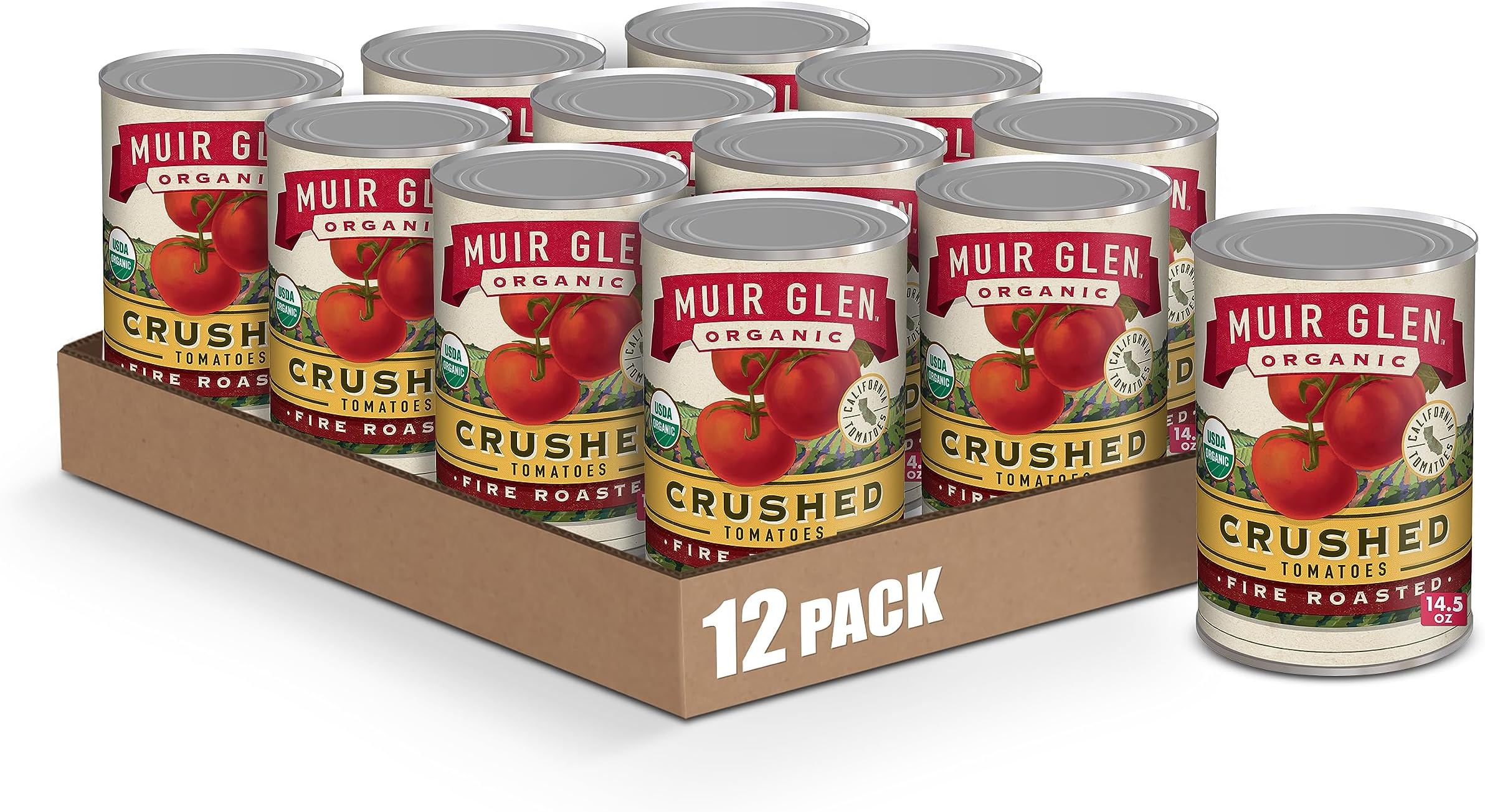 Muir Glen Organic Crushed Fire Roasted Canned Tomatoes, 14.5 oz. (Pack of 12)