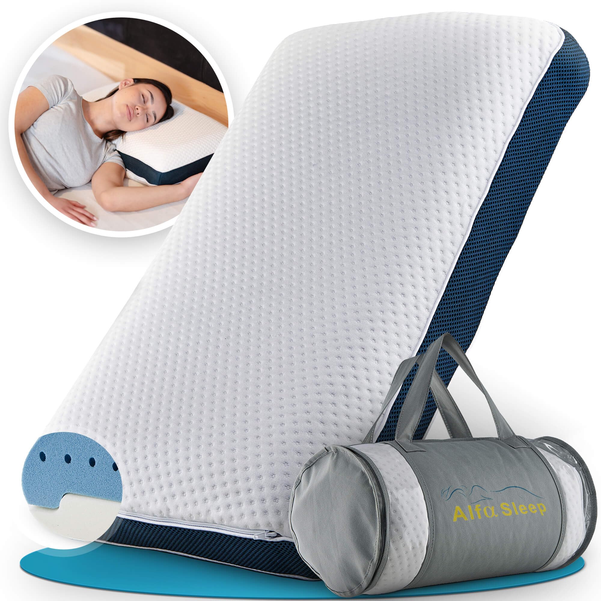 Orthopädisches Memory-Foam-Kopfkissen für Seitenschläfer & Rückenschläfer (12 cm Höhe, 60x35 cm) - 2er Set mit Kniekisse