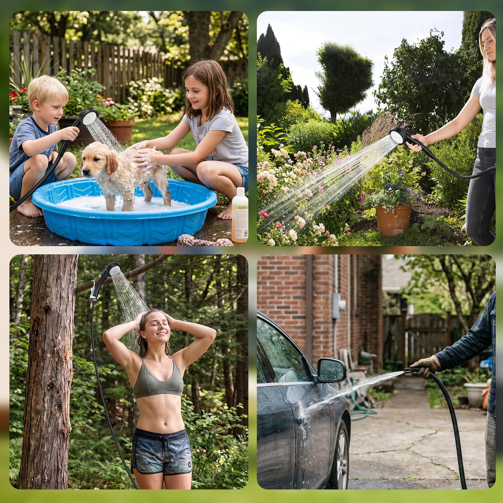 Kit Douche de Camping, Douche Portable,8000mAh Pompe de Douche Électrique Rechargeable,Imperméable, avec Afficheur Intelligent et Pomme de Douche 3 Modes pour Extérieure,Camping,Animaux,Randonnée