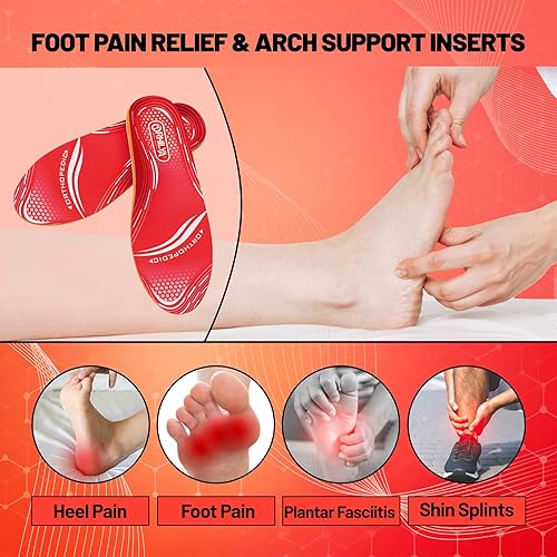 Miniatura 3 de ORHILYA Fascitis plantar Alivio del dolor para hombre, soporte de arco ortopédico, plantilla de botas de trabajo, insertos para botas de trabajo,