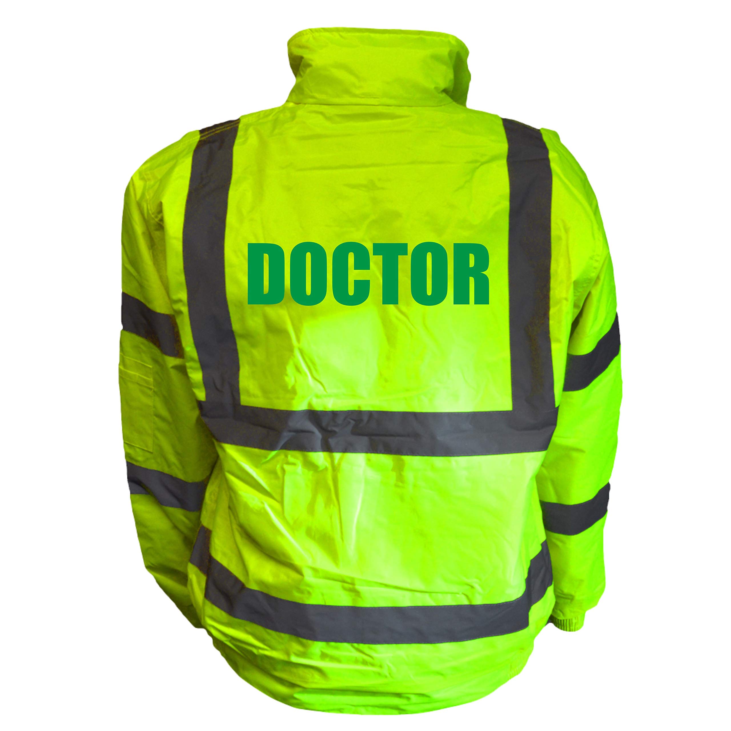 Doctor Yellow Hi Vis Bomber Jacket Reflective, Waterproof, Medical, Conforms to EN20471 Class 3, High Visibility, By Brook Hi Vis, XXLarge