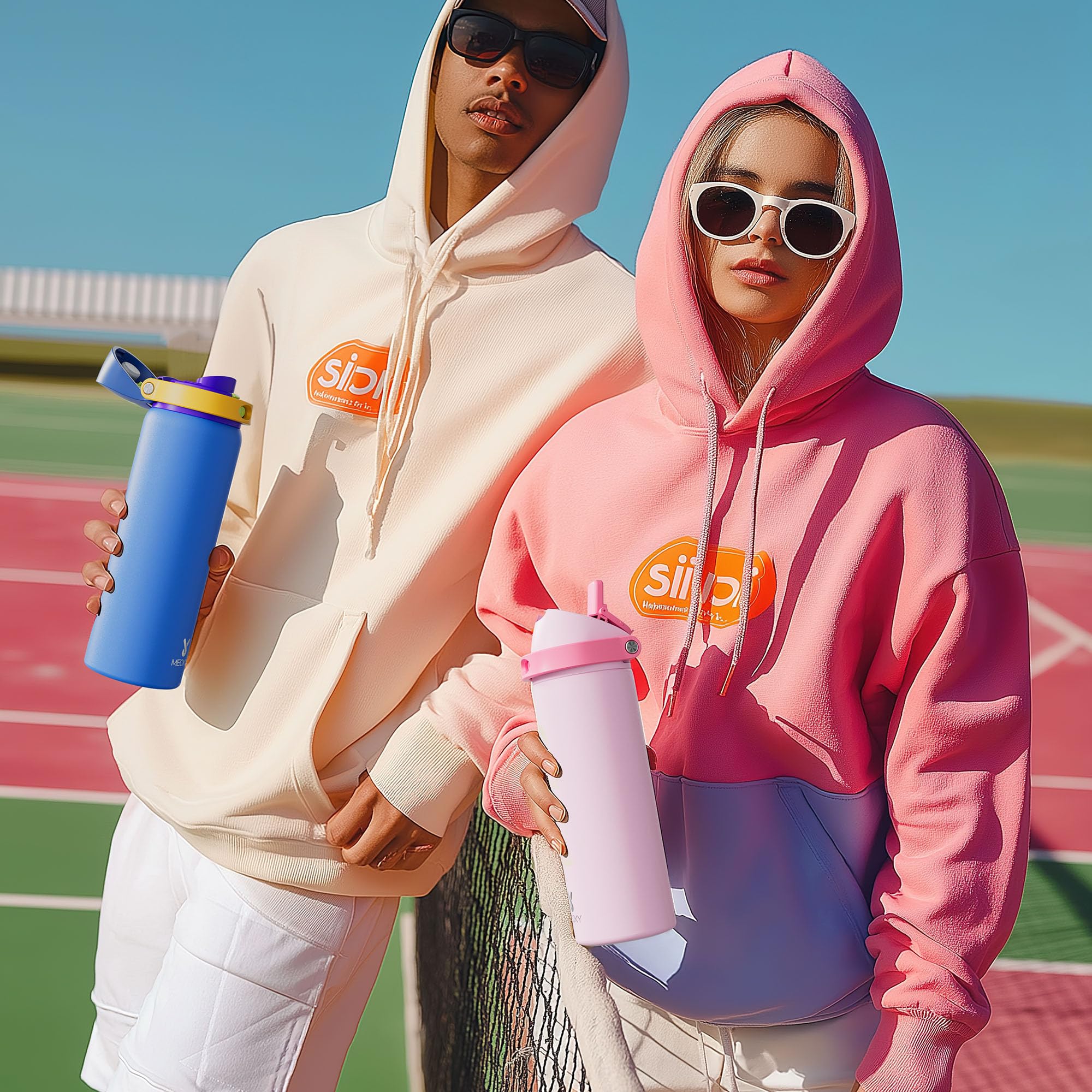 710ml Stainless Steel Water Bottle: Meoky Insulated Water Bottle with 2-in-1 Lid, Leak Proof, Cold for 24 Hours - Image 2