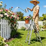 Ladder Platform Attachment,Steel Ladder Work Platform Extension | 400lbs capacity 10.6×13.8in anti-slip ladder work platform foldable attachment fits most ladders with 11.5"-14" rung spacing