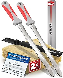 Canzler 2x Dämmstoffmesser 28cm - Präzise Edelstahlklinge mit Schutzetui | 2K Kunststoffgriff | Dämmstoffschneider | Ideal für Schneiden von Steinwolle, Glaswolle, Styropor, Dämmwolle etc.