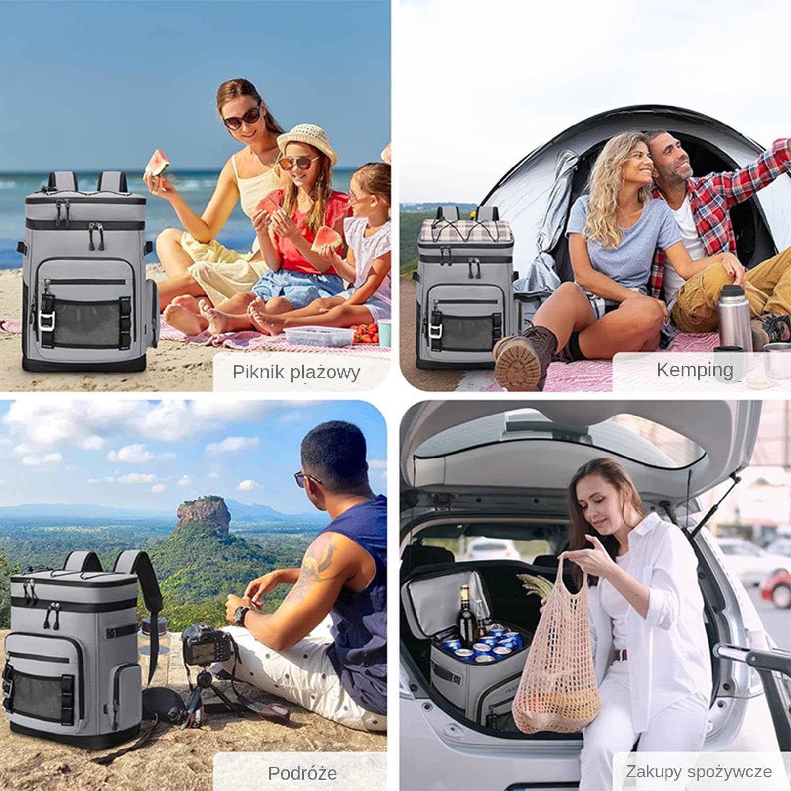 Plecak Termiczna Torba 30L Chłodząca Torba Termiczna | Szczelna Torba na Lunch, Przenośna Lodówka, Torba Magazynowa do Wędrówek, Plaży, Wędkowania, Podróży, Pikniku i
