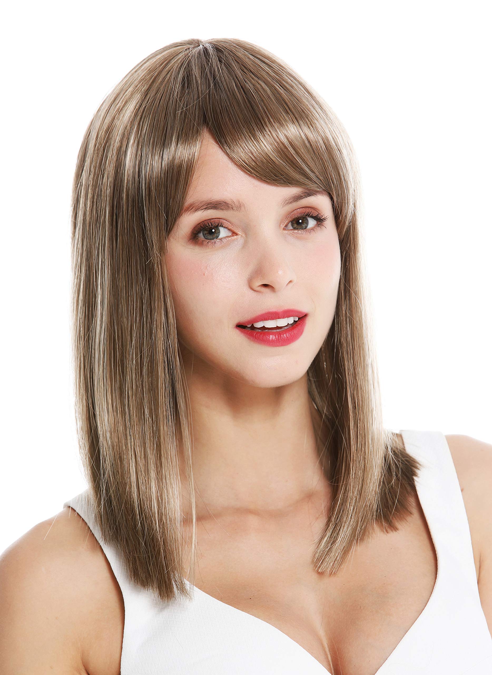 WIG ME UP - VK-5-14H24 quality women's wig shoulder length sleek longe fringe parted brown highlights blonde highlights - Image 2