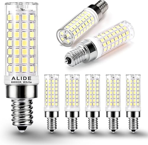 ALIDE Bombillas LED de repuesto E12 de 75 W para candelabros C7, 6000 K, luz diurna brillante blanca fría, 800LM T6 7.5W LED E12 bombillas para