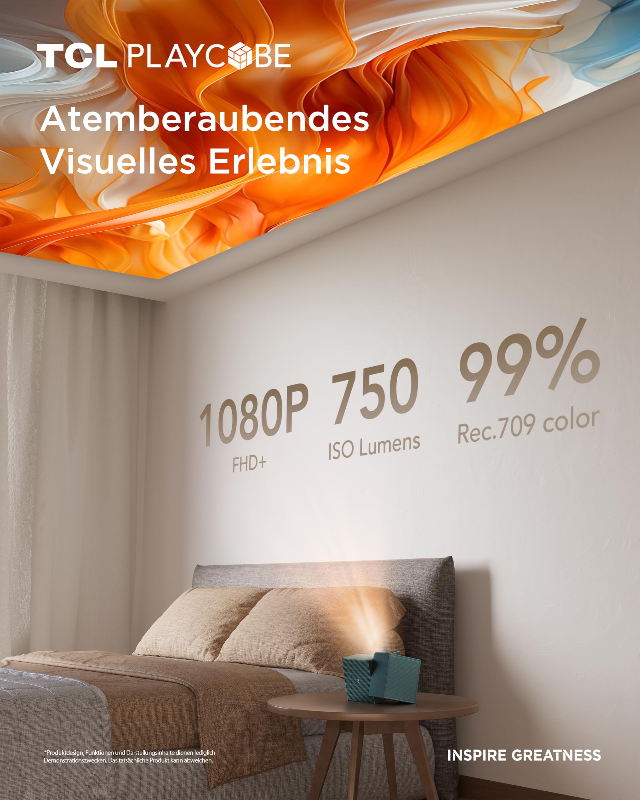 TCL PlayCube DLP Mini Beamer 4K und Individuelle Beamertasche