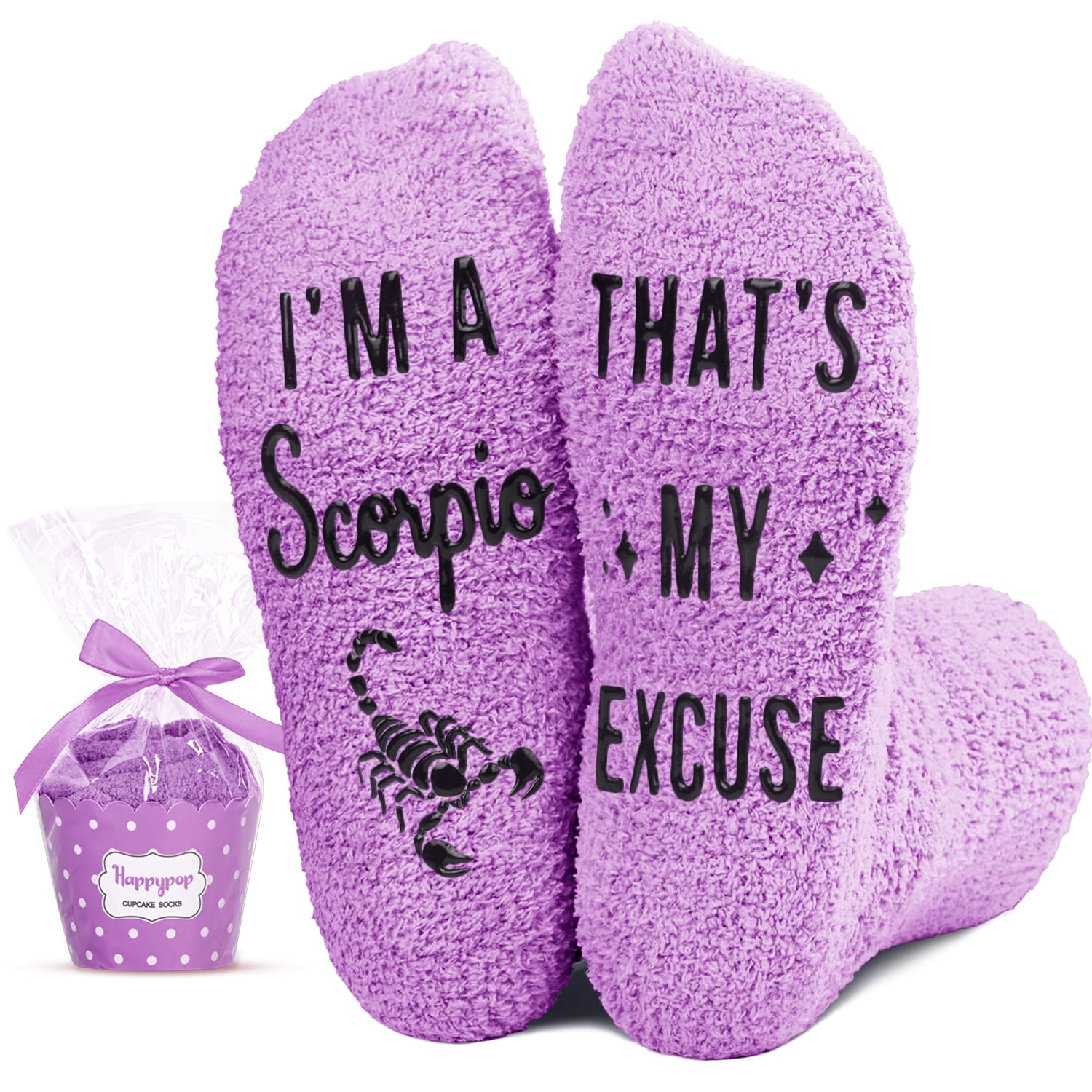 HAPPYPOP Zodiac Gifts Birthday Gifts for Women - Astrology Constellation Horoscope Gifts, Fuzzy Space Galaxy Socks