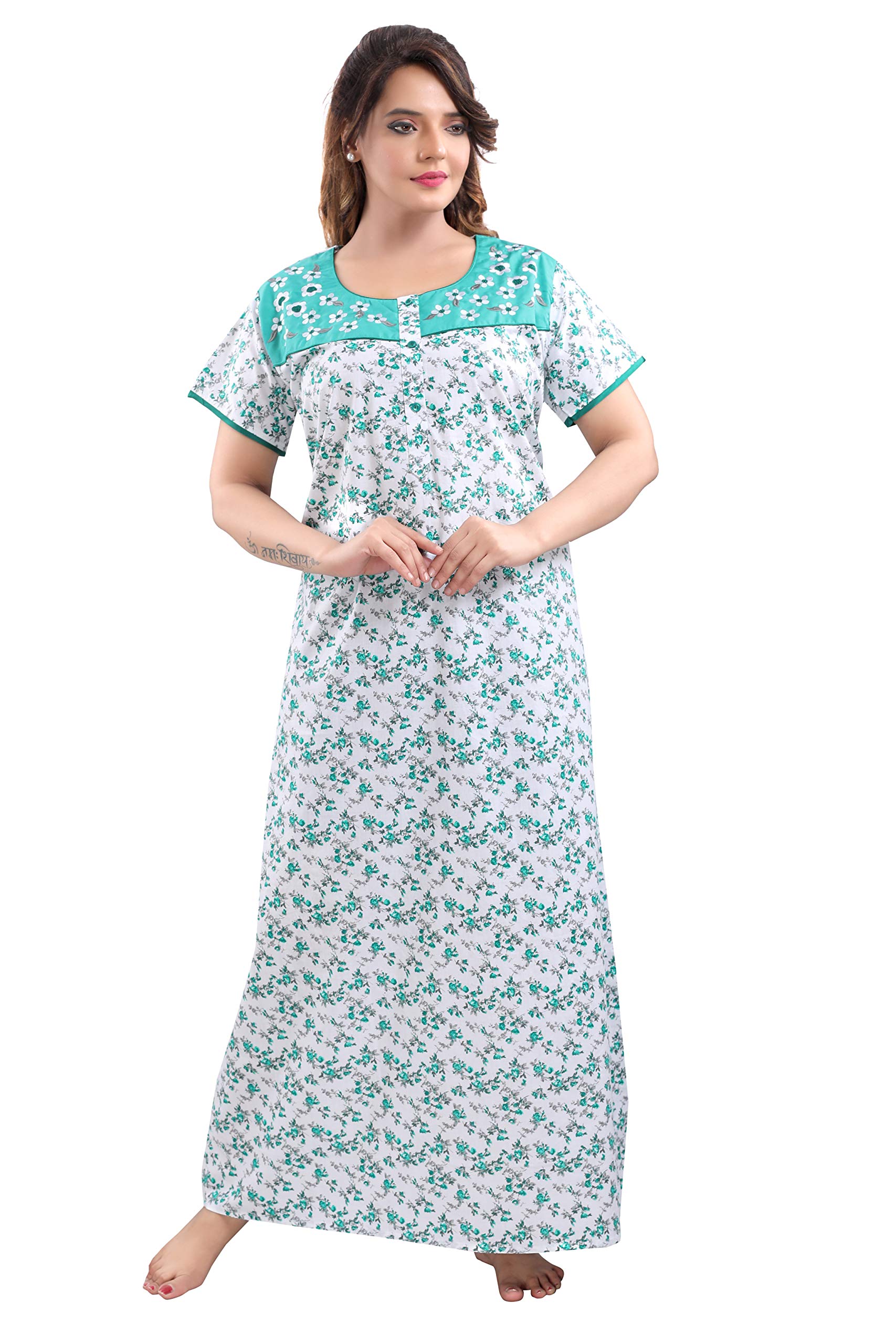 TRUNDZ Maternnity Printed Free Size Long Nighty/ Night Gown