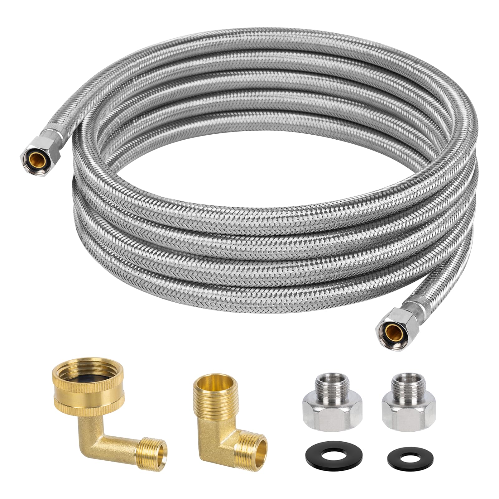 10 FT Dishwasher Installation Kit, Stainless Steel Dishwasher Water Supply Line with 3/8" Compression Dishwasher Connectors, Short Distance Connection
