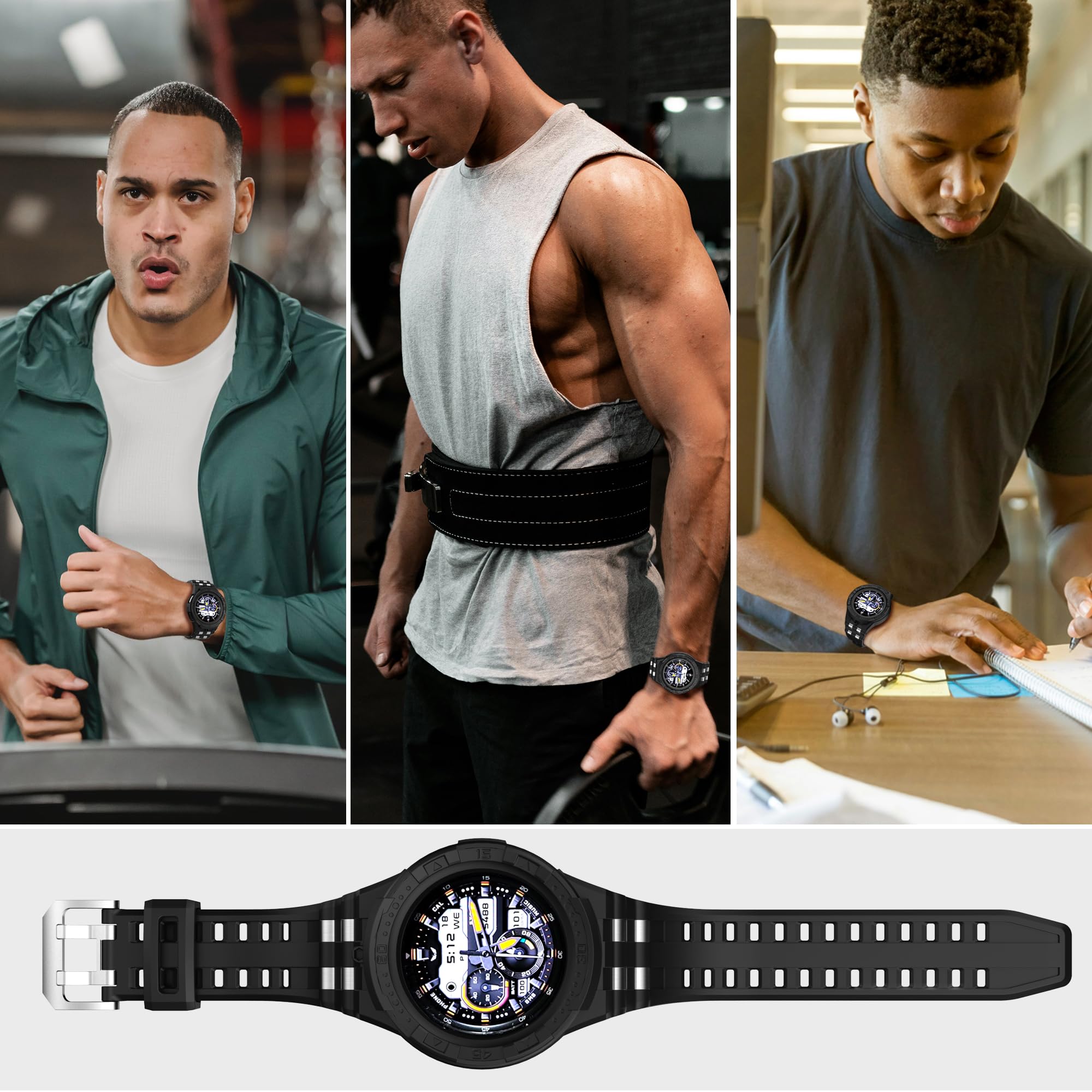 Etui kompatybilne z Samsung Galaxy Watch 5 Pro Band z etui do Galaxy 5 Pro 45 mm 2022 męskie, czarne