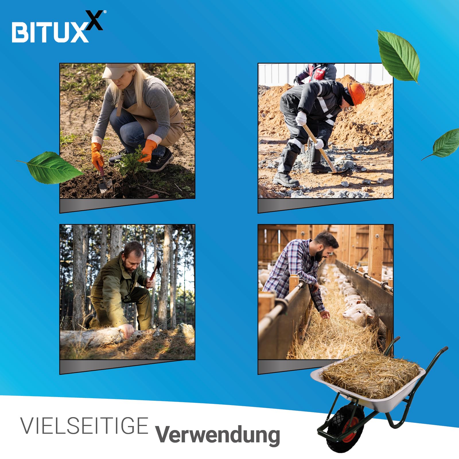 BITUXX® Schubkarre 100L / 250Kg Schubkarren Scheibtruhe Schiebkarre Bauschubkarre Verzinkt mit PU Rad 4.80/4.00-8 mit Achse(Schwarz)