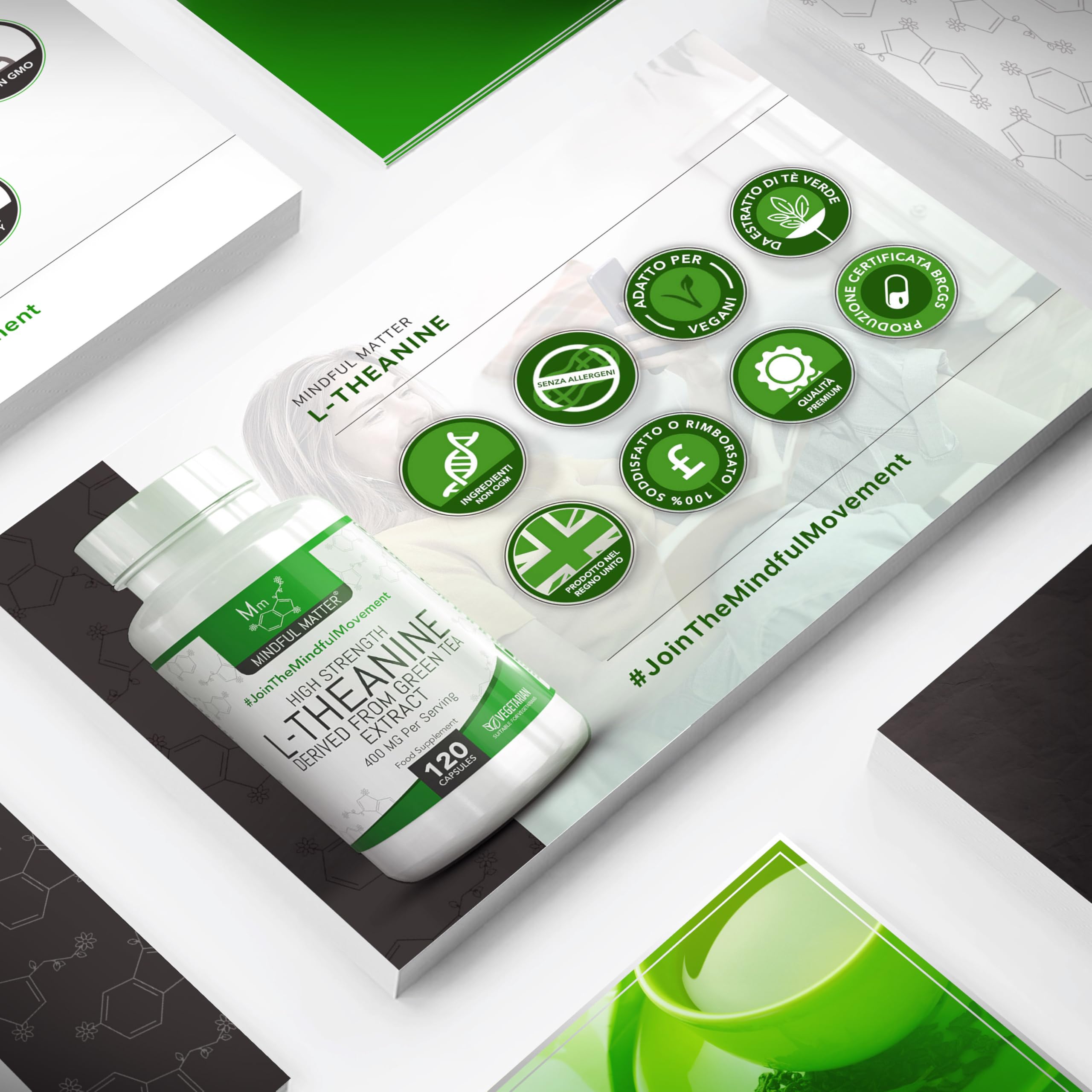 MM Teanina | 400mg di L Theanine per Dose | L Teanina Integratore ad Alta Potenza - 120 Capsule di L-Theanine da Tè Verde - | Non-OGM, Senza Glutine e Allergeni | Prodotto nel Regno Unito