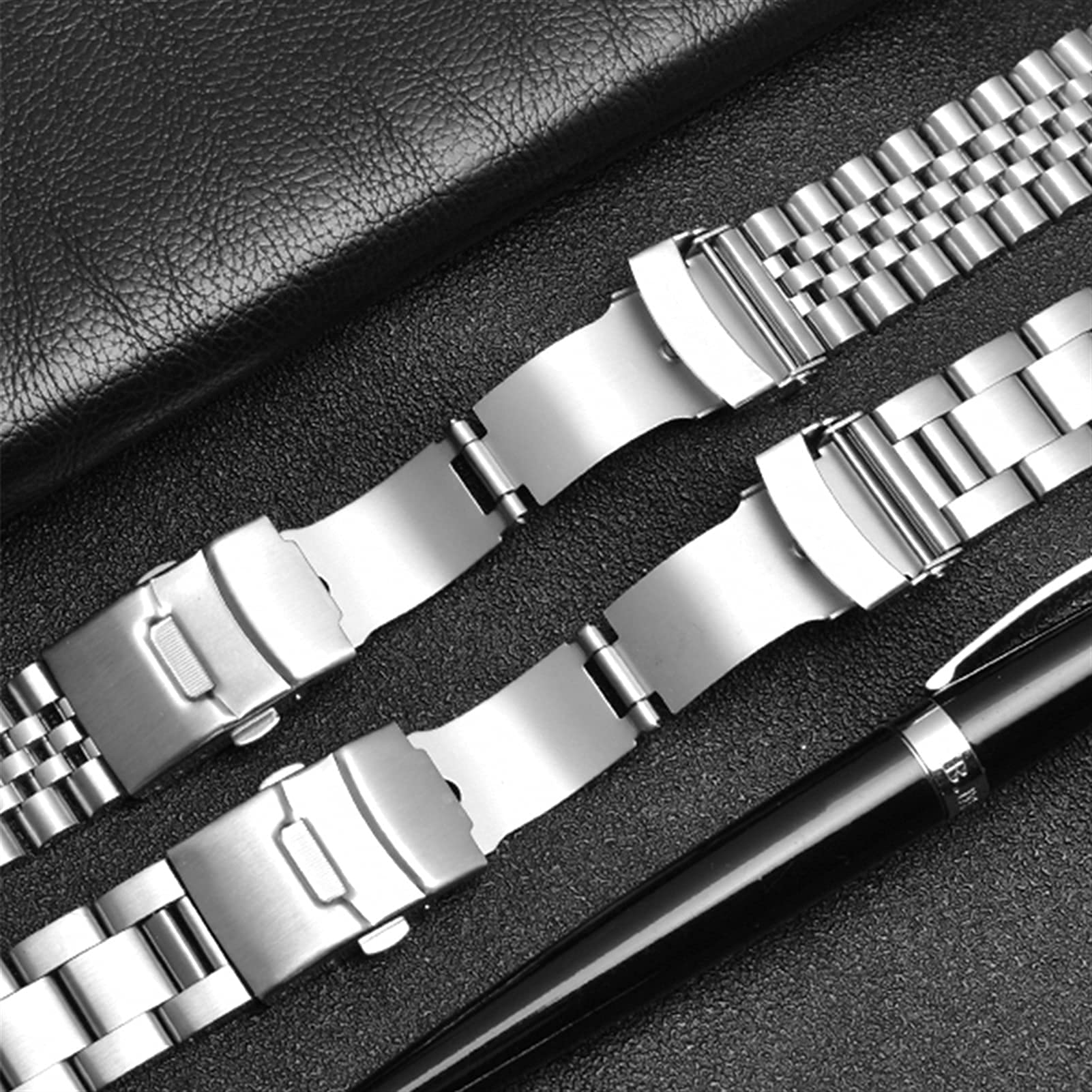 Massives Edelstahlarmband, Schnellverschluss, Metall, gebogenes Ende, Herren-Faltschließe, Armband, Zubehör, 20 mm, 22 mm