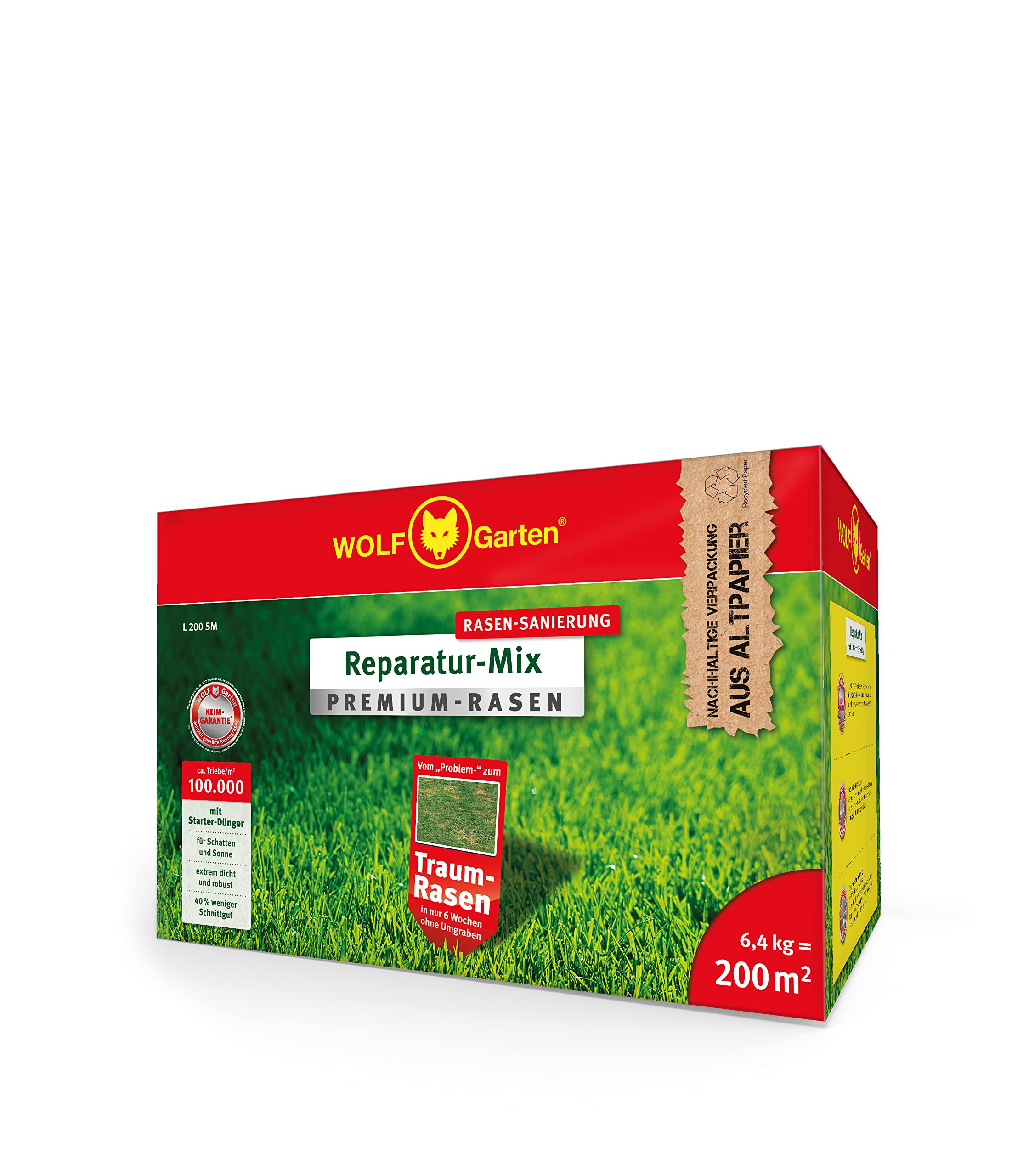 Premium-Rasen mit Starter-Dünger L 200 SM | für 20 0m²