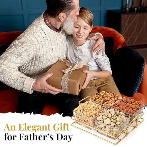 Miniatura 18 de Cesta de regalo de frutos secos, 7 platos seccionales con una variedad de nueces recién tostadas, regalo bellamente empaquetado para cumpleaños