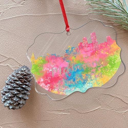 Miniatura 6 de Australia - Melbourne - Adornos colgantes de horizonte de la ciudad, adorno de Navidad, recuerdo de vacaciones, divertido adorno acrílico redondo