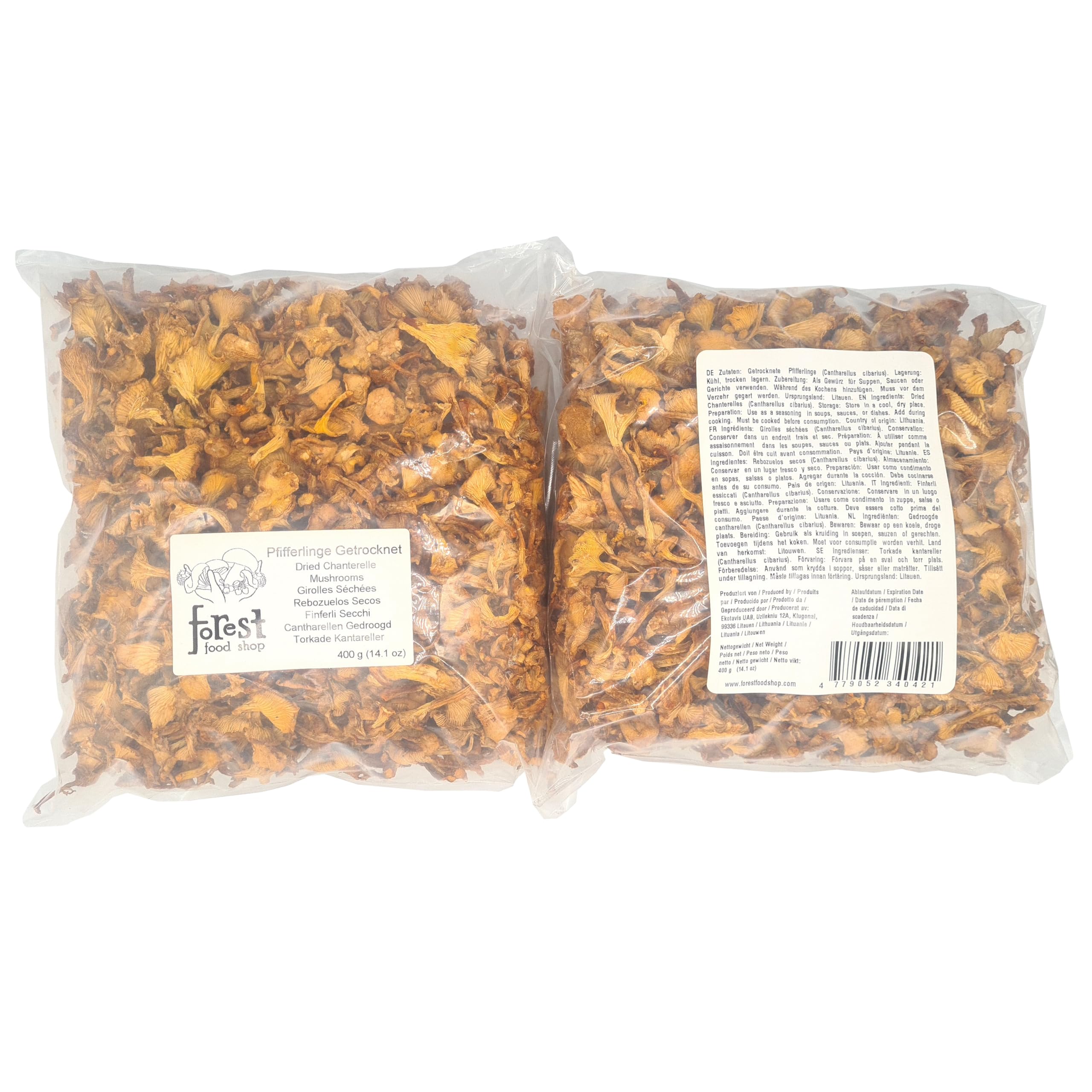 Forest Food Shop Pfifferlinge Getrocknet 400g – Handverlesen aus Wildwäldern, Luftgetrocknete Pilze, Bezogen von einem kleinen Familienunternehmen, Ideal zum Kochen und für Gourmet-Rezepte.