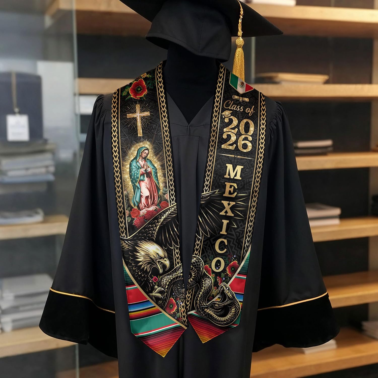 Mexican Graduation Sash, Cross Graduate Stole, Class Of 2026, Mexican Stole, Estolas De Graduacion