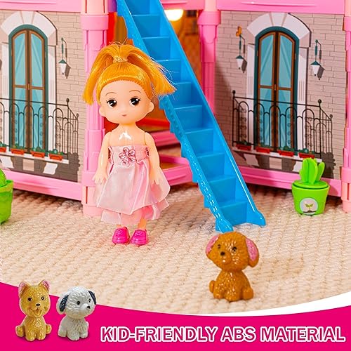 Miniatura 5 de Casa de muñecas con 5 pisos, 29 habitaciones para muñecas en casa, juguetes de casa de juegos, accesorios y muebles, juego al aire libre para niños,