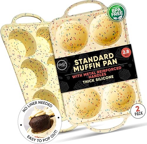 Miniatura 10 de Moldes de silicona para magdalenas Jumbo Top para hornear, molde de silicona de 4 pulgadas para magdalenas gigantes, 6 tazas, bandeja para huevos