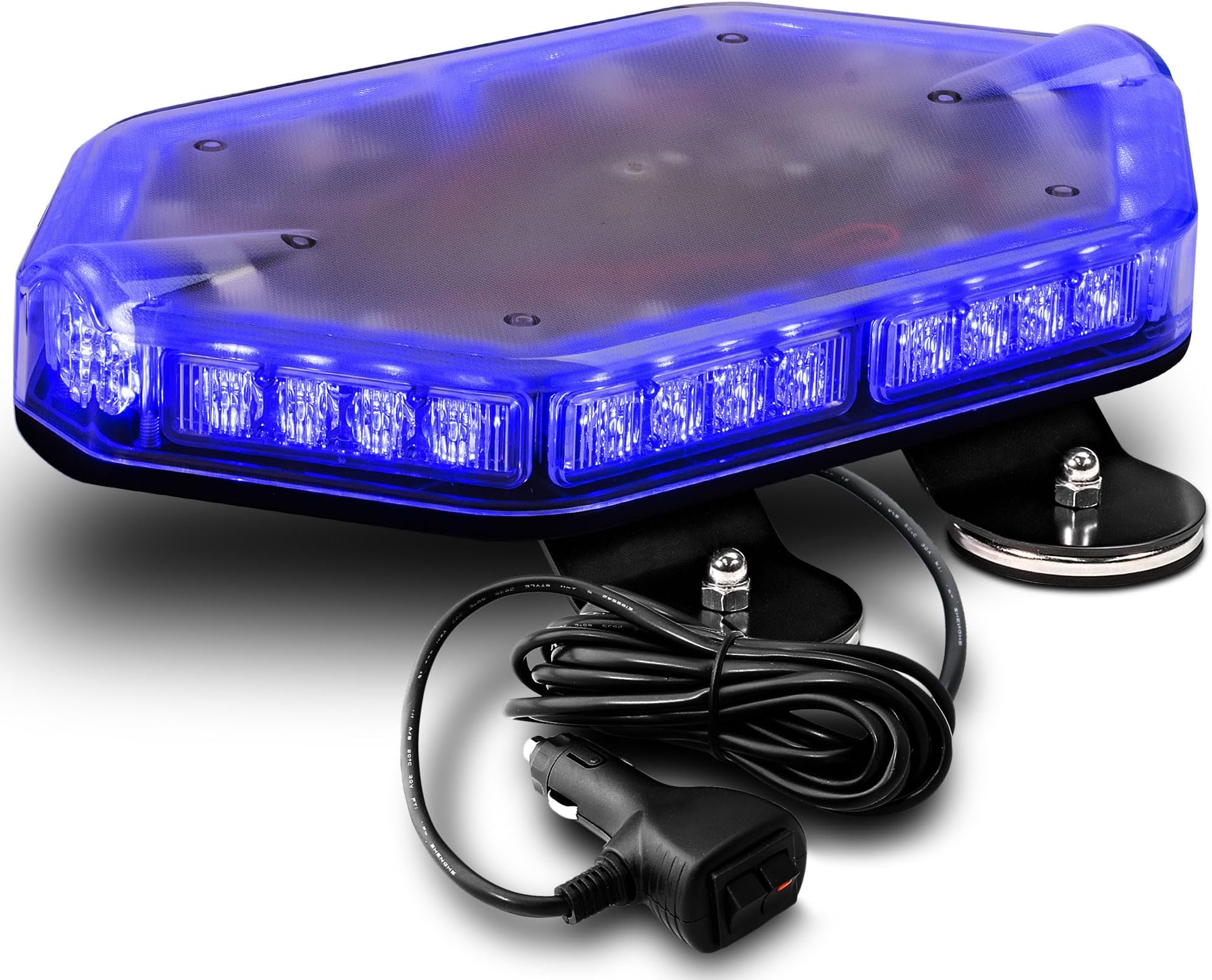 LAMPHUS NanoFlare NFMB40 12" 12V 40W BLUE LED Strobe Mini Light Bar [Magnet/Permanent Mount] Roof top Rotating Safety Flashing Emergency Warning Beacon Lightbar for Volunteer Firefighter