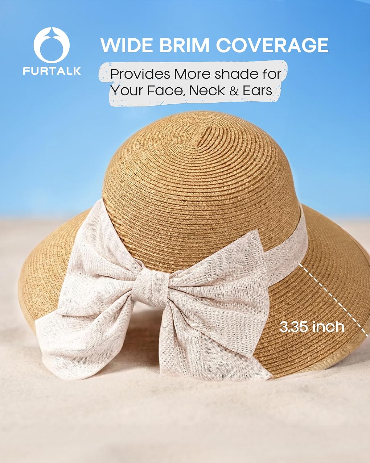 FURTALK Womens Beach Sun Hats Ponytail Hole Foldable Travel