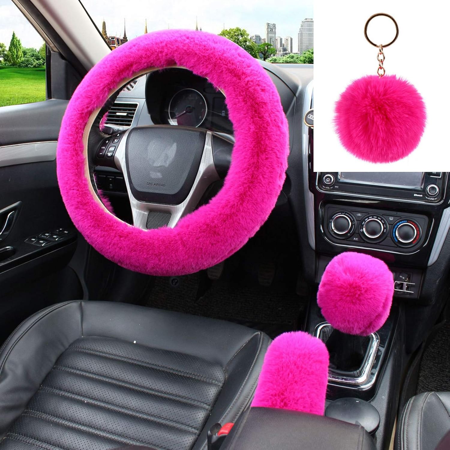 WenMei Ensemble De 4 Housses Volant Moelleuses Avec Housse Frein à Main