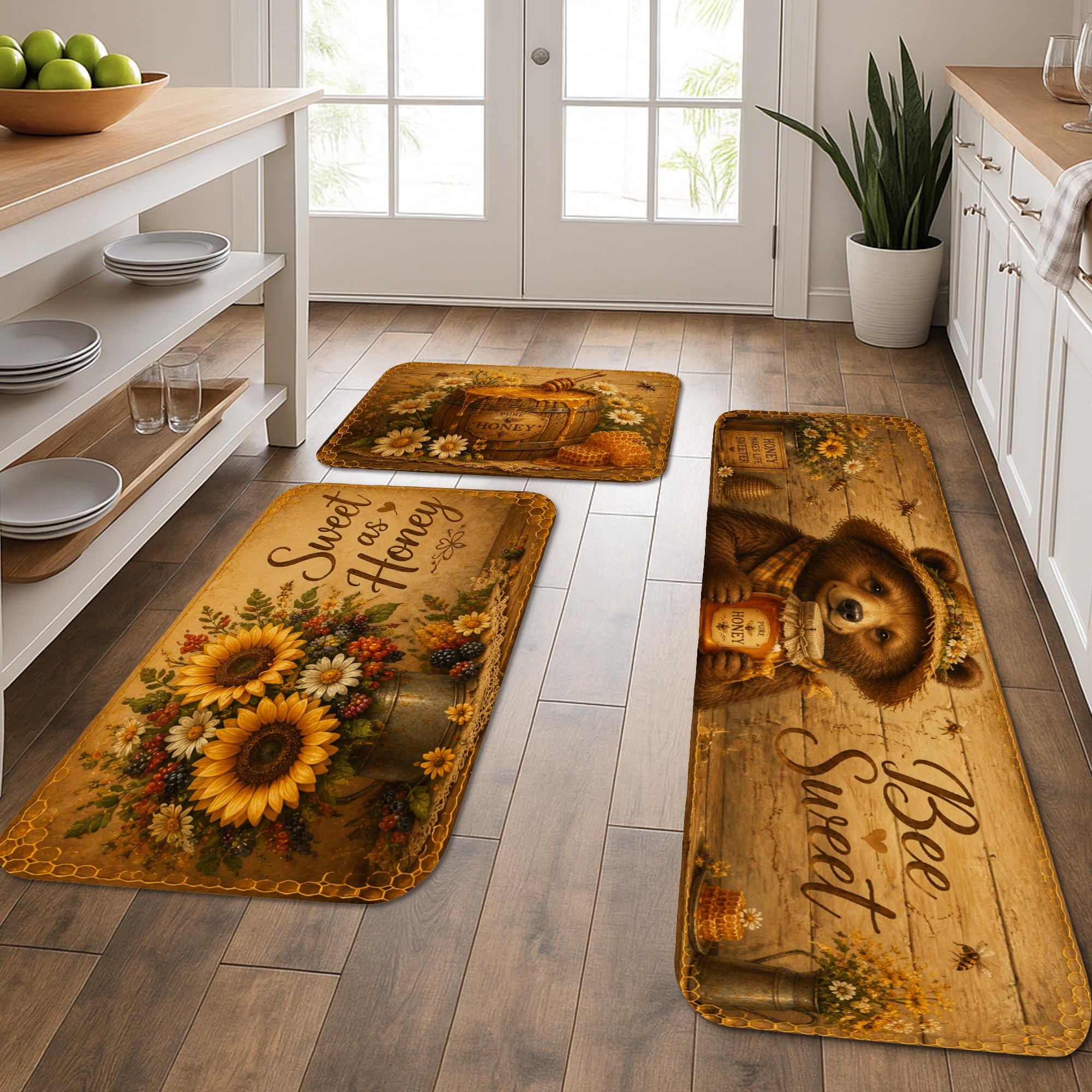 Tapis de cuisine anti fatigue lot de 3 coussins de sol lavables pour soulager les pieds