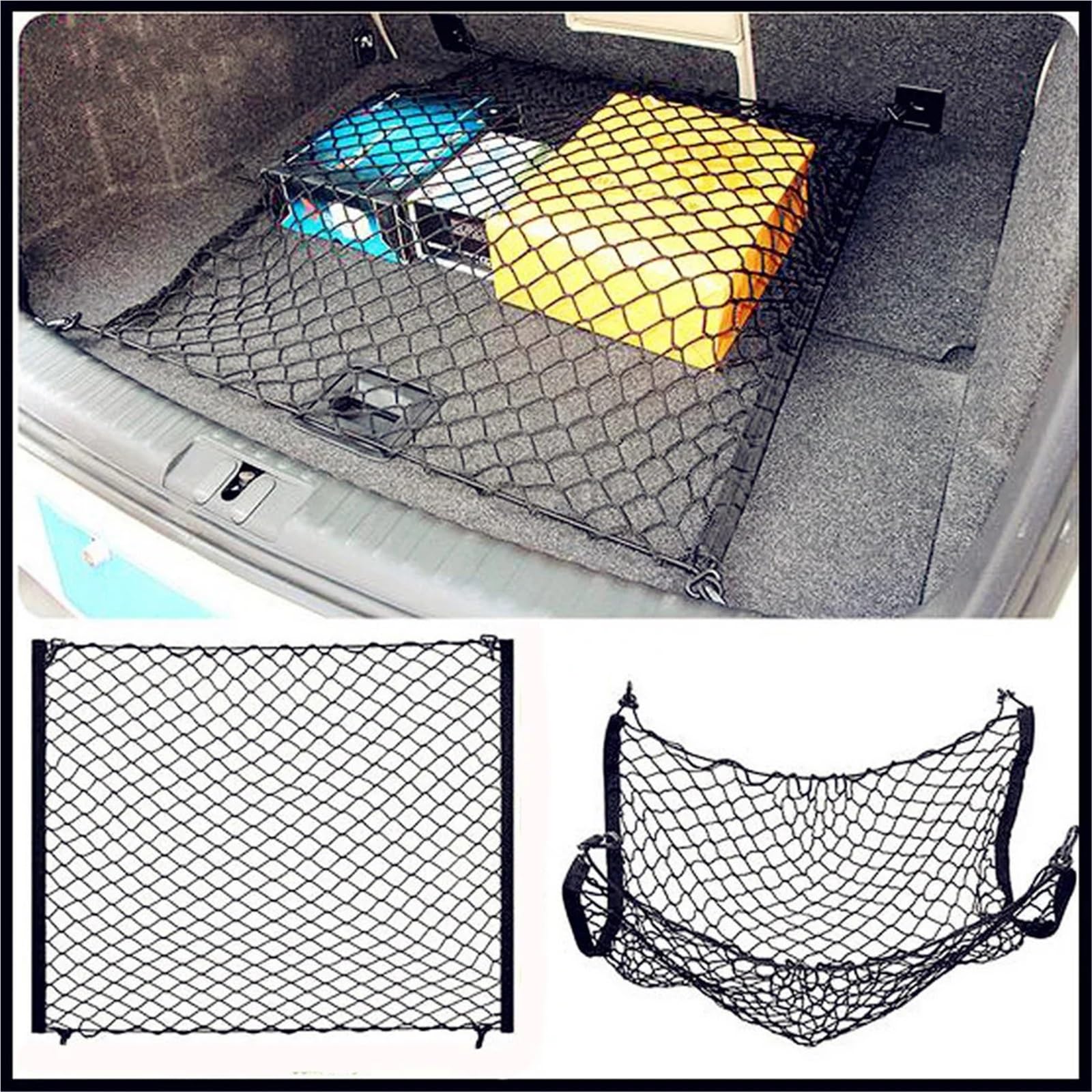Kofferraum Netz Gepäcknetz for Auto | Universeller elastischer Gepäck-Organizer for den hinteren Kofferraum, Nylon-Mesh-Innenraum
