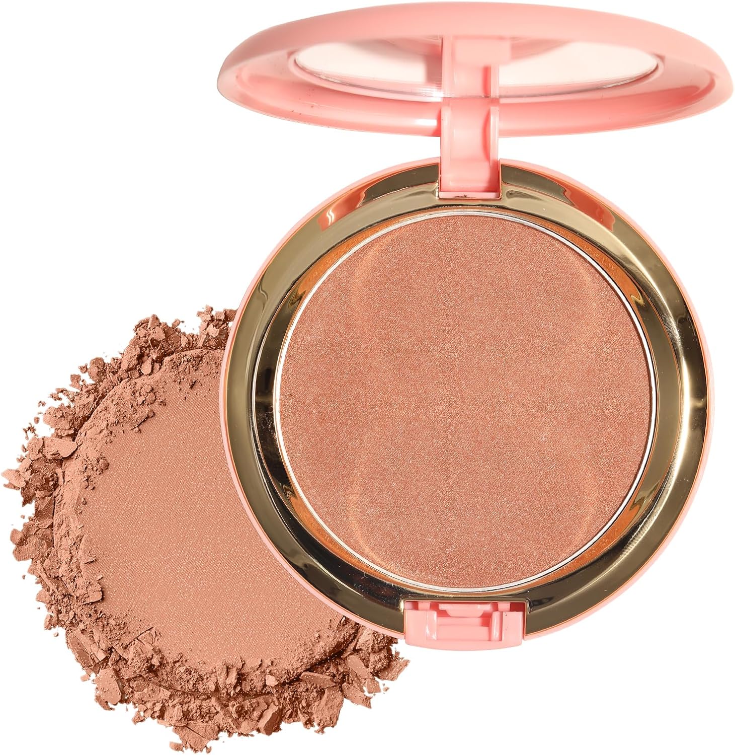 Beauty Searcher Glossy Bronzer Powder, Natural Sun-Kissed Finish, Contour Highlighter Bronzer Blush Powder, Soft Touch Texture, Vegan Formula Face Makeup Compact (Sunset Bronzer)