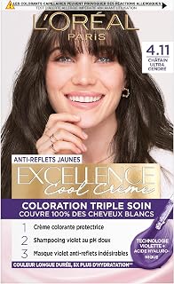 L'Oréal Paris Excellence Cool Crème Coloration Châtain Ultra Cendré 4.11, Boîte