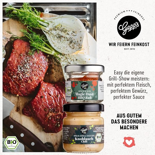 Gepp's Feinkost Grilling me softly I Männergeschenk mit Gewürzen & BBQ Saucen I Grillgeschenk für Männer I Geschenk mit Spezialitäten wie Magic Spice Gewürz & Whiskey Pfeffer zum Vatertag - 4
