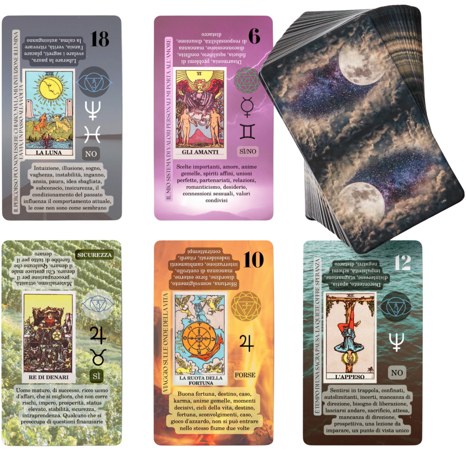 Witchy Cauldron Tarot Cards for Beginners, Learning Tarot with Meanings, Training Tarot Deck with Guidebook (język włoski)