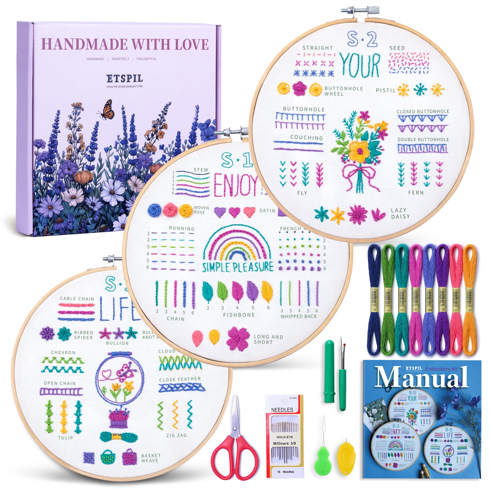 Beginner Embroidery Kit - Learn with Video! -9